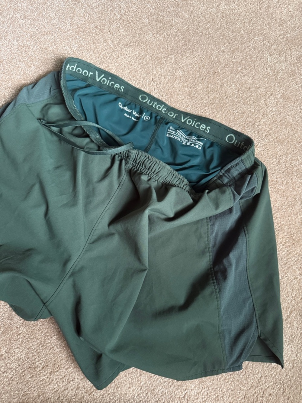 Outdoor Voices Deep Green Athletic Shorts